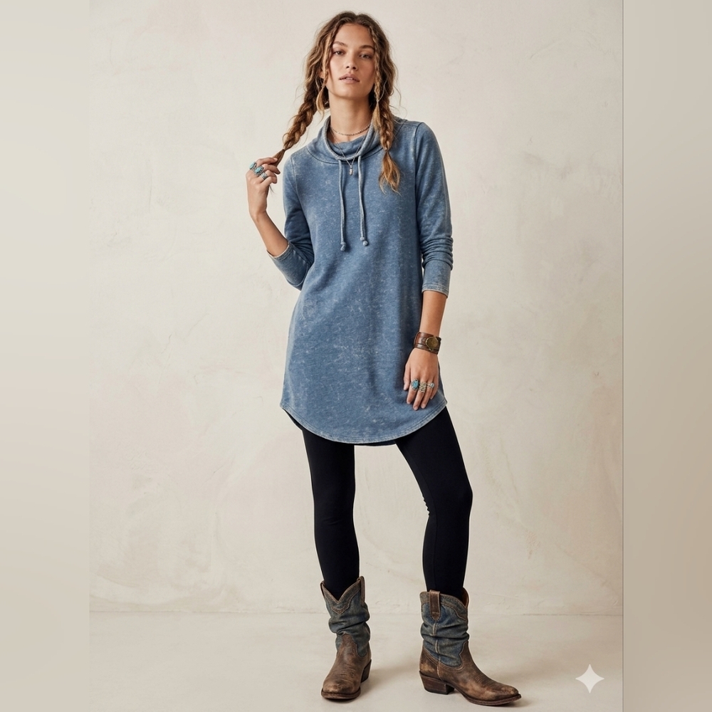 CHASER Mineral Wash Drawstring Tunic Dress NWOT Sz Small